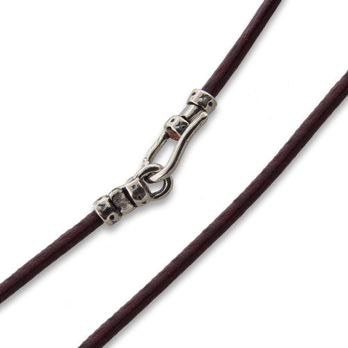 1.5mm 18" Brown Leather Cord Necklace w/ Sterling Silver Hook Clasp