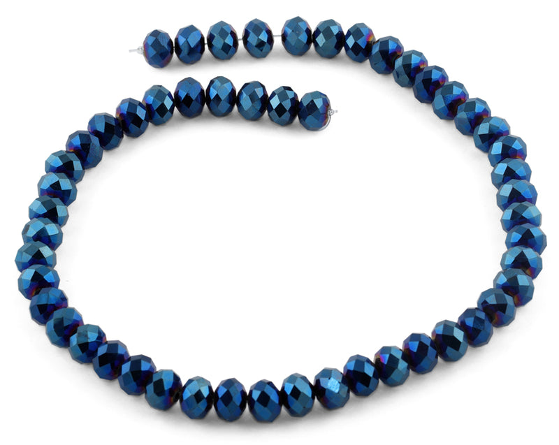 10mm Blue Faceted Rondelle Crystal Beads