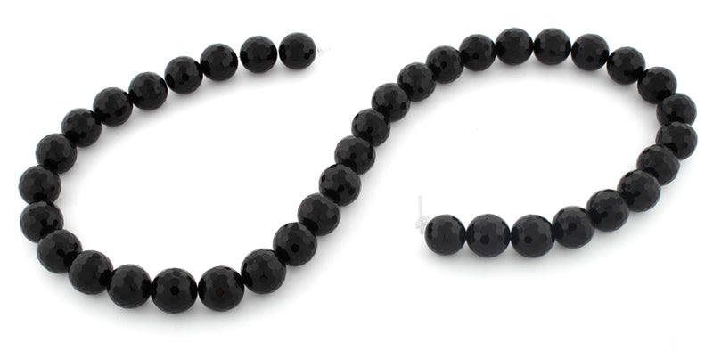 10mm Faceted Round Black Onyx Gem Stone Beads