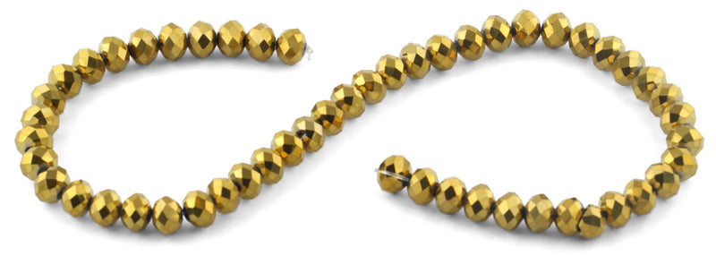 10mm Gold Faceted Rondelle Crystal Beads
