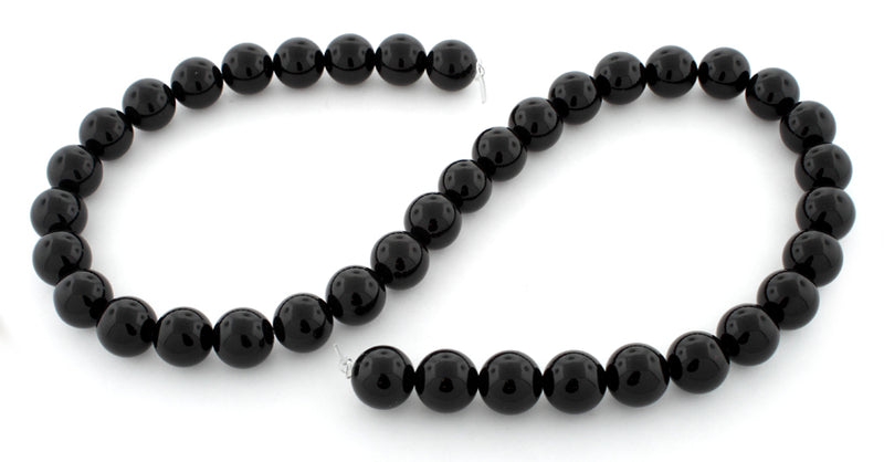 10mm Plain Round Black Agate Gem Stone Beads