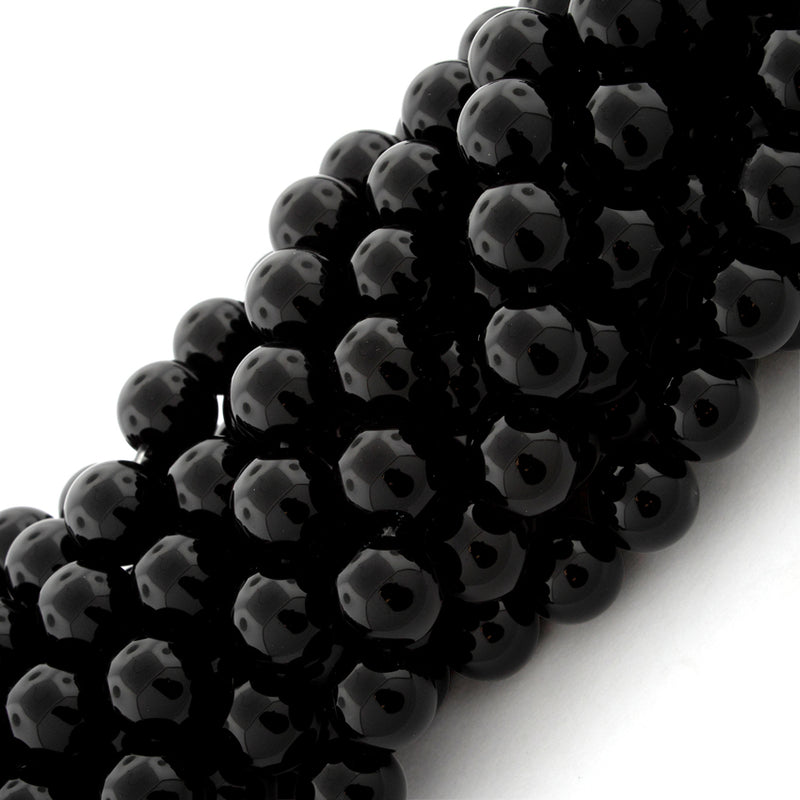 10mm Plain Round Black Agate Gem Stone Beads