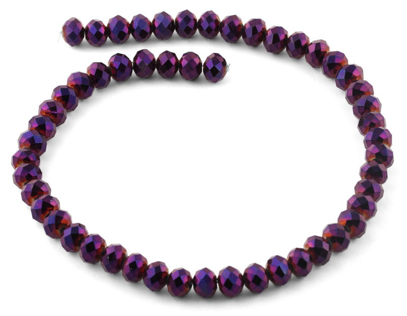 10mm Purple Faceted Rondelle Crystal Beads