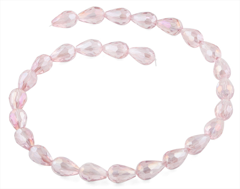 10x15mm Pink Drop Faceted Crystal Beads