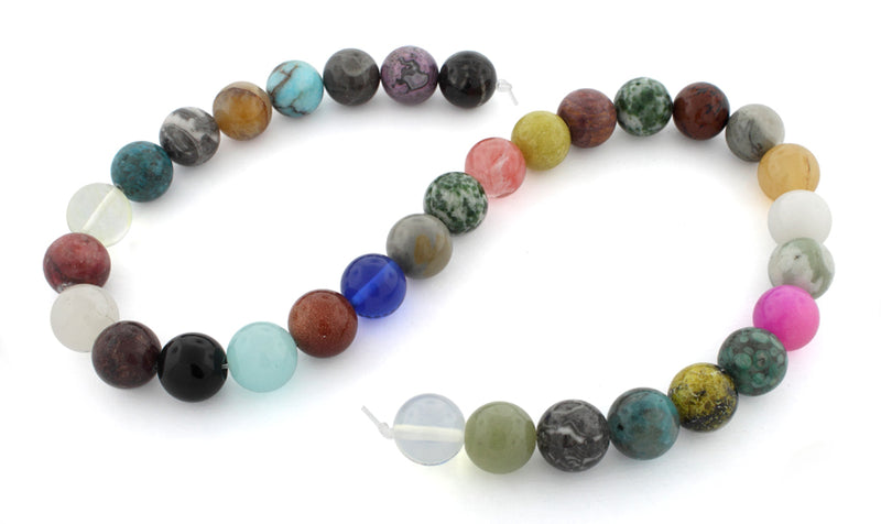 12mm Plain Round Multi-Stones Gem Stone Beads