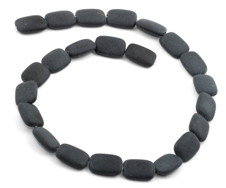 12x17mm Frosted Blackstone Rectangular Beads