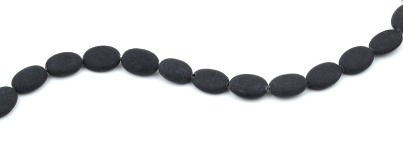 13x18MM Frosted Blackstone Oval Gemstone Beads