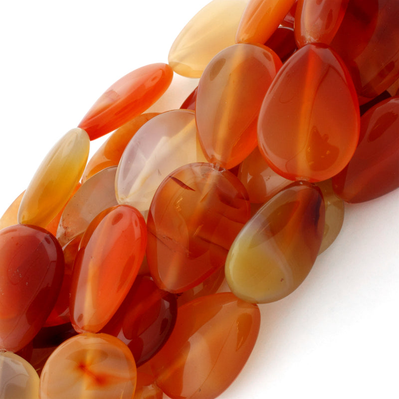 18x25mm Pear Natural Carnelian Gem Stone Beads
