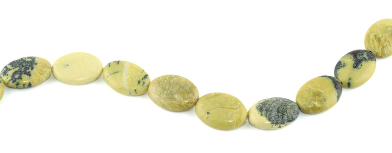 18x25MM Yellow Turtle Jasper Puffy Oval Gemstone Beads