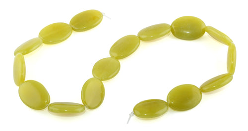 25x18MM Olive Jade Puffy Oval Gemstone Beads