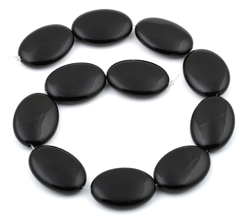 25x35MM Black Agate Oval Gemstone Beads