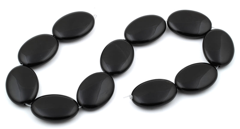 25x35MM Black Agate Oval Gemstone Beads