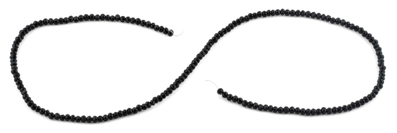 2mm Black Faceted Rondelle Crystal Beads