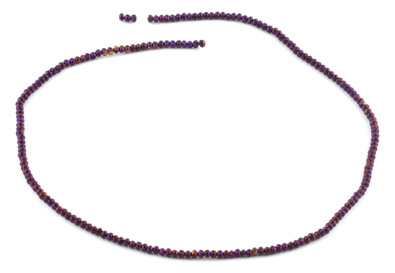 2mm Metallic Purple Faceted Rondelle Crystal Beads