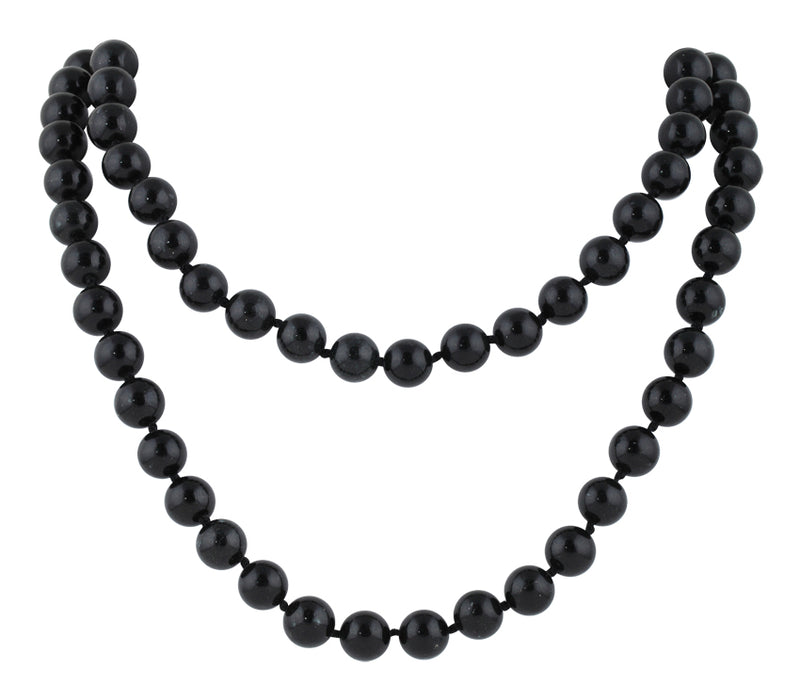 32" 8mm Black Jasper Round Gemstone Bead Necklace