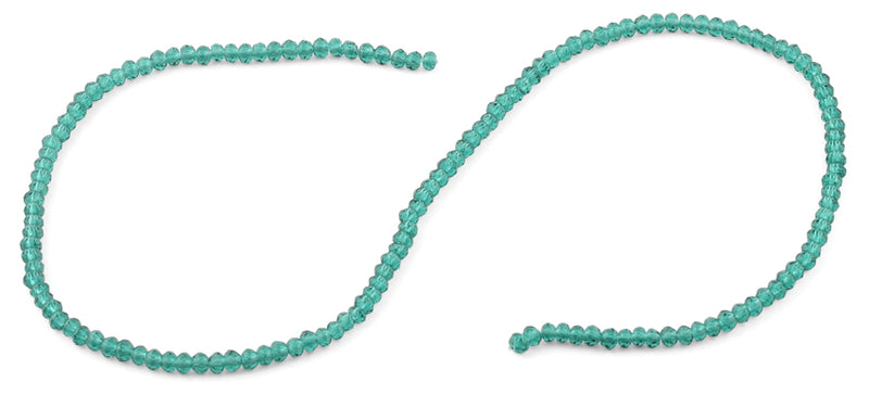 3mm Green Faceted Rondelle Glass Beads