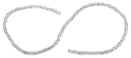 3mm Grey Faceted Rondelle Glass Beads