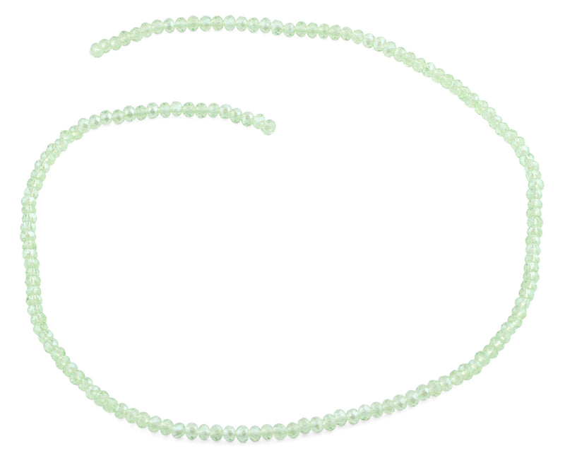 3mm Light Green Faceted Rondelle Glass Beads