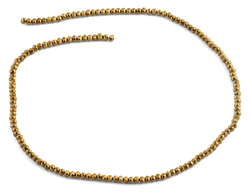 3mm Metal Gold Faceted Rondelle Glass Beads
