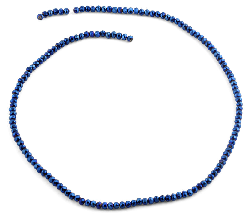 3mm Navy Blue Faceted Rondelle Glass Beads