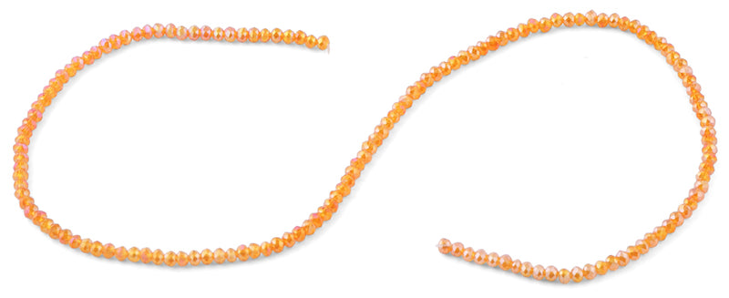 3mm Orange Faceted Rondelle Glass Beads