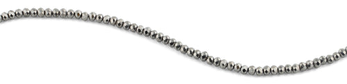 3mm Silver Faceted Rondelle Glass Beads