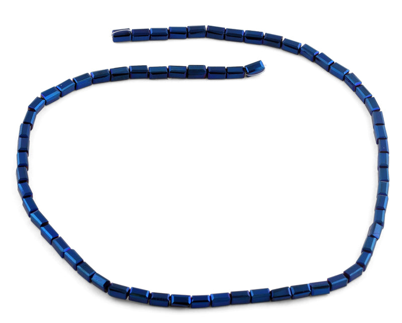 3X6mm Dark Blue Rectangle Faceted Crystal Beads