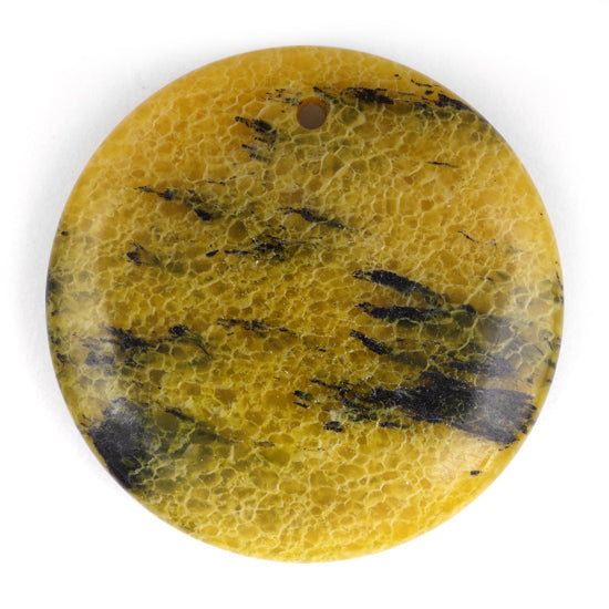 40MM Yellow Turtle Jasper Round Gem Stone Pendant