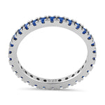 Sterling Silver Blue Sapphire Eternity CZ Ring
