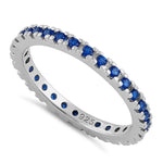 Sterling Silver Blue Sapphire Eternity CZ Ring