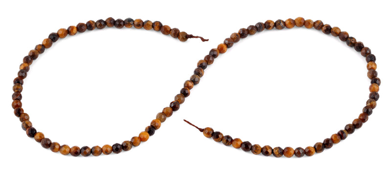 4mm Brown Tiger Eye Faceted Gem Stone Beads