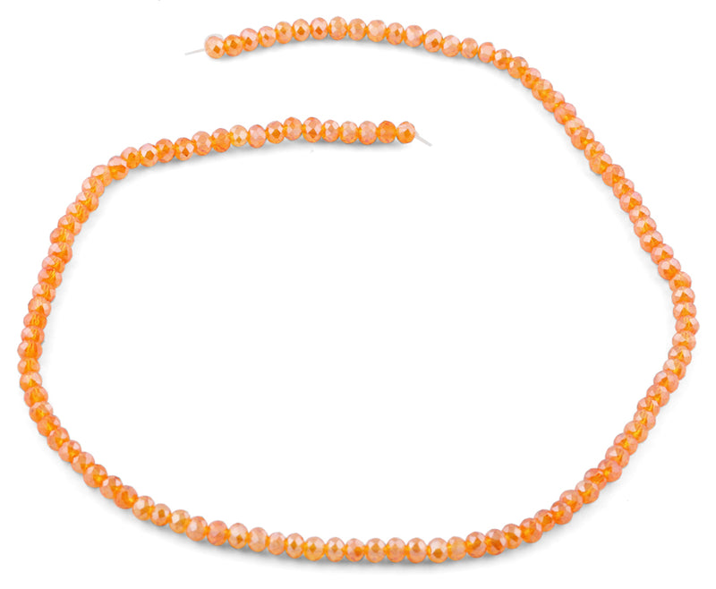 4mm Clear Orange Faceted Rondelle Crystal Beads