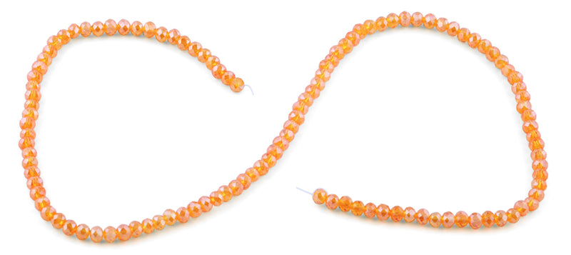 4mm Clear Orange Faceted Rondelle Crystal Beads