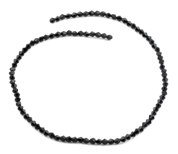 4mm Faceted Bicone Black Crystal Beads