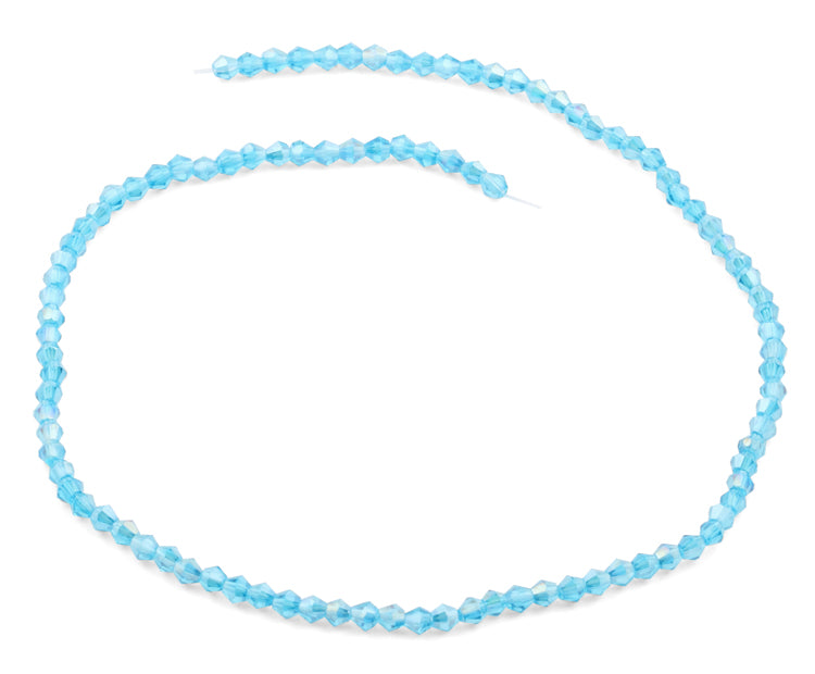4mm Faceted Bicone Carribean Blue Crystal Beads
