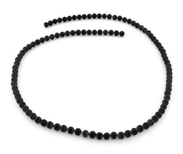 4mm Frosted Blackstone Round Gem Stone Beads