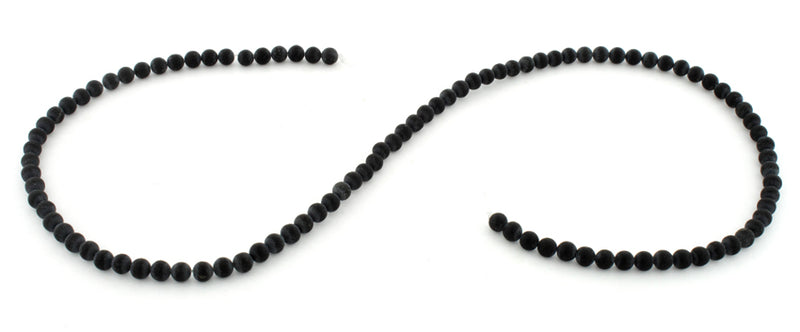 4mm Frosted Blackstone Round Gem Stone Beads