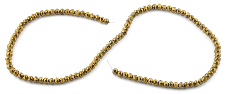 4mm Gold Faceted Rondelle Crystal Beads