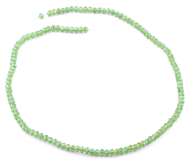 4mm Green Faceted Rondelle Crystal Beads
