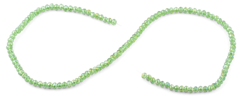 4mm Green Faceted Rondelle Crystal Beads