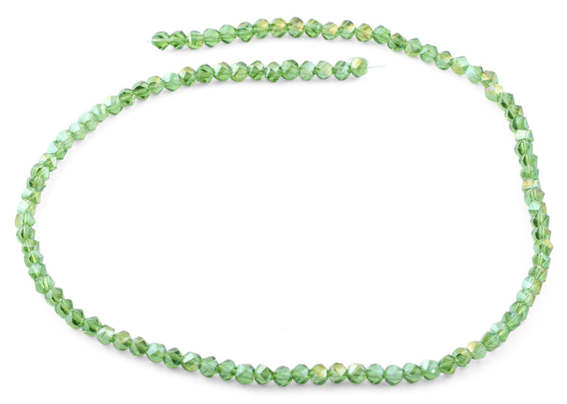 4mm Green Twist Round Faceted Crystal Beads