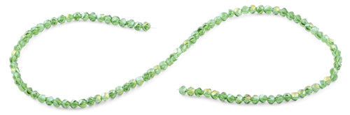 4mm Green Twist Round Faceted Crystal Beads