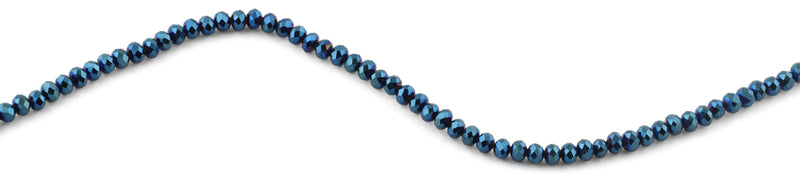 4mm Metallic Turquoise Faceted Rondelle Crystal Beads