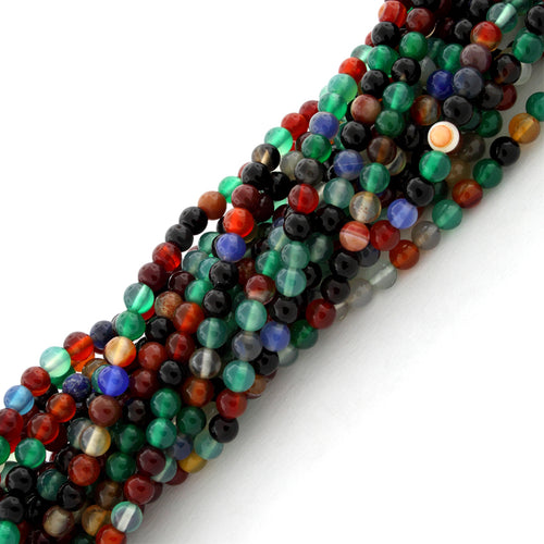 4mm Multi Color Round Gem Stone Beads