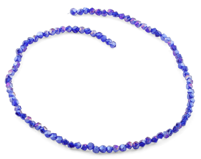4mm Navy Blue Twist Round Faceted Crystal Beads
