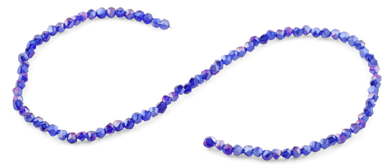 4mm Navy Blue Twist Round Faceted Crystal Beads