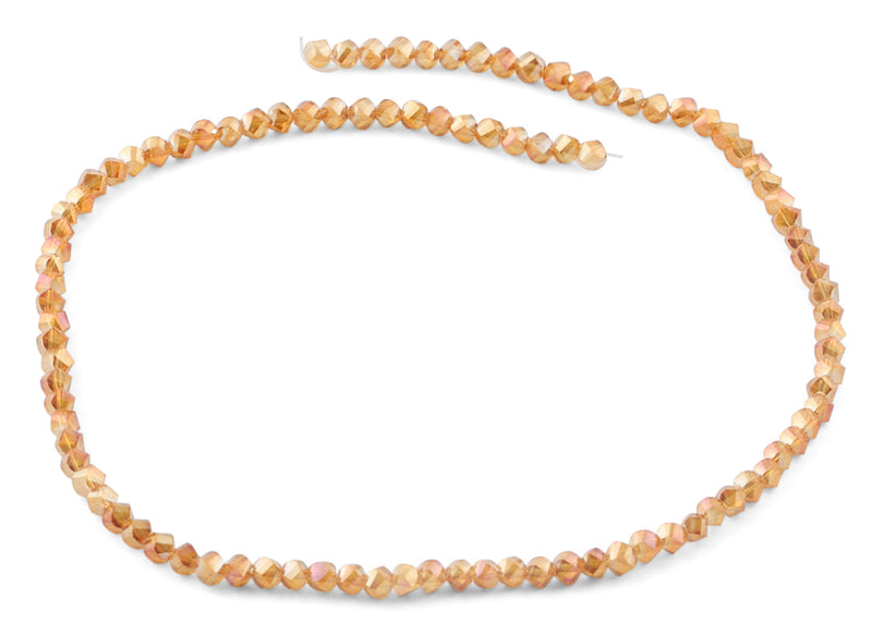 4mm Orange Twist Round Faceted Crystal Beads