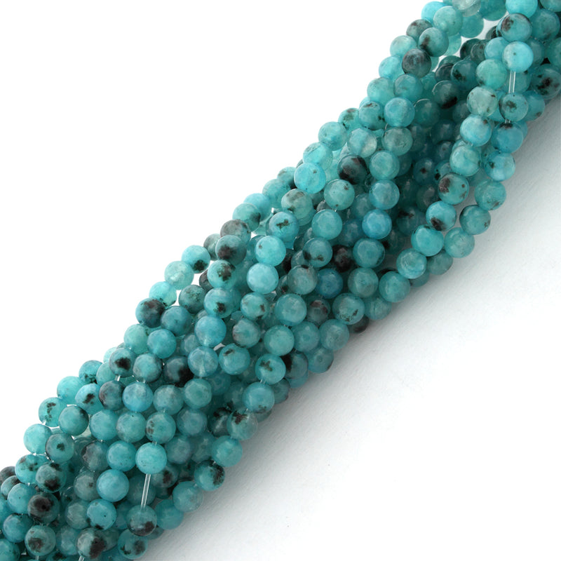 4mm Plain Round Aqua Quartz Gem Stone Beads