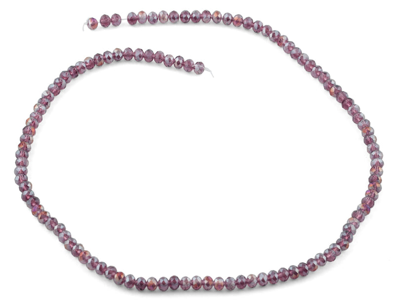 4mm Purple Faceted Rondelle Crystal Beads