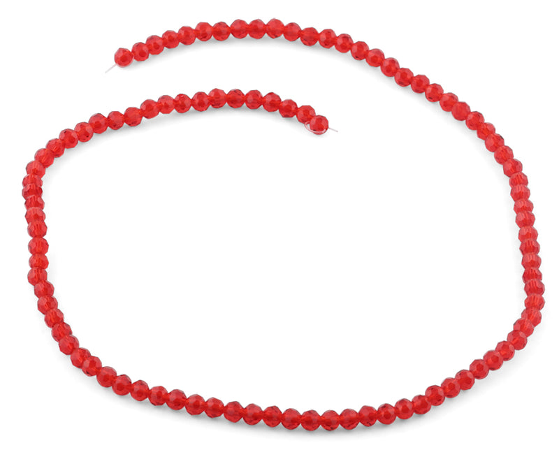4mm Red Faceted Rondelle Glass Beads